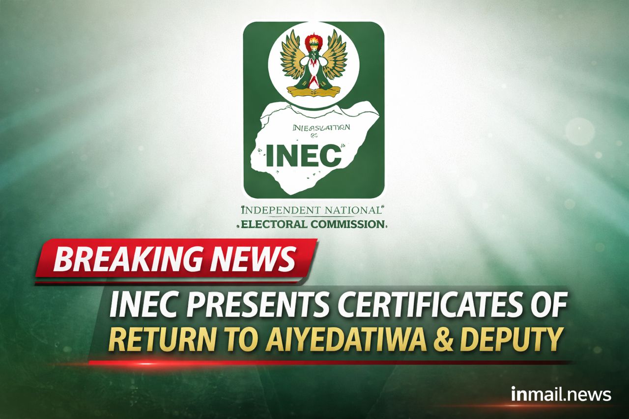 INEC Presents Certificates of Return to Aiyedatiwa and Deputy After Ondo Polls