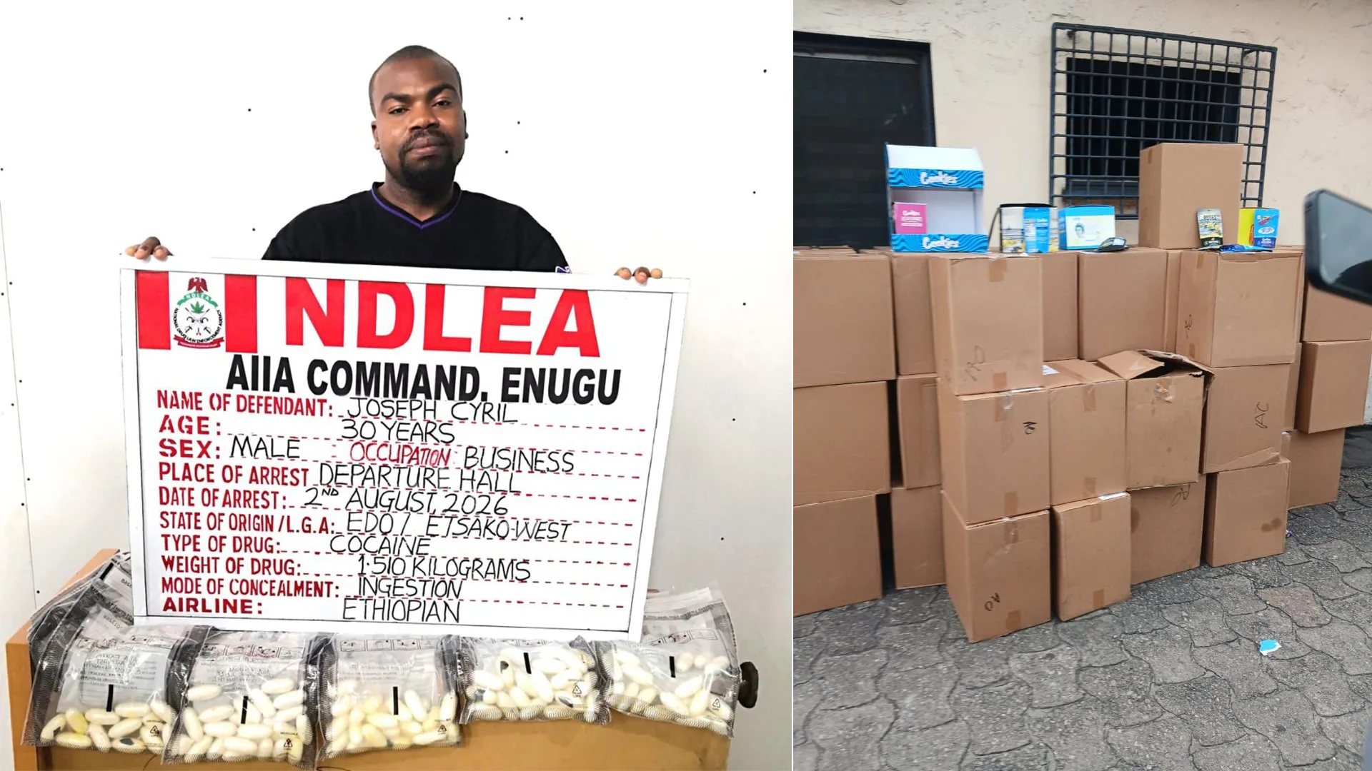 NDLEA Arrests Italy-Based Businessman After He Allegedly Ingests 98 Cocaine Wraps